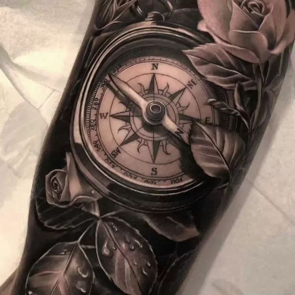 Black-and-Grey-Compass-Tattoo-7